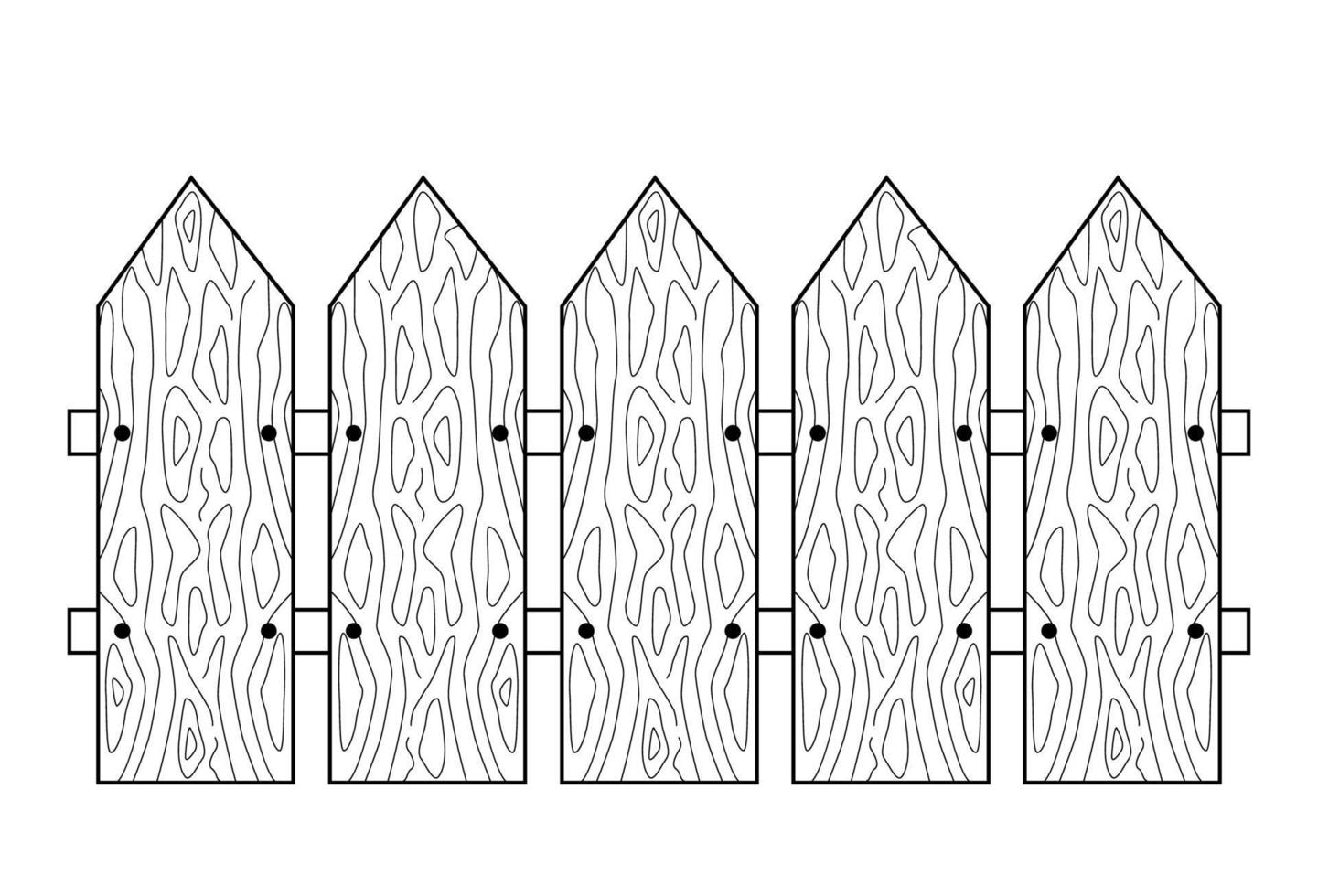 Wooden fence. Line vector illustration of garden palisade. Drawing of wood texture.