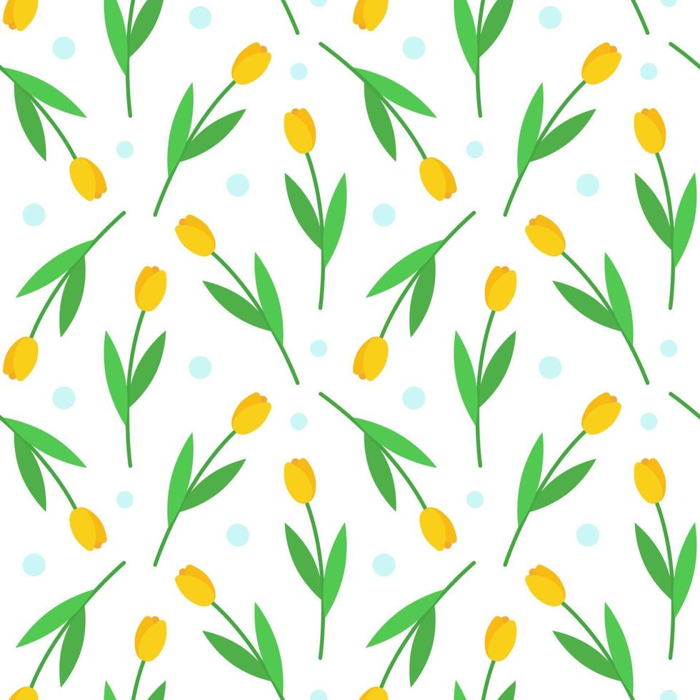 Floral seamless pattern. Vector illustration of yellow tulips. Textile and packaging paper design.