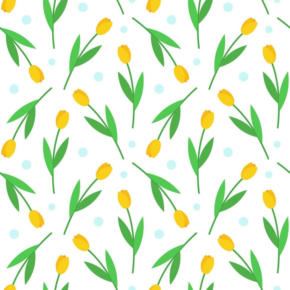 Floral seamless pattern. Vector illustration of yellow tulips. Textile and packaging paper design.