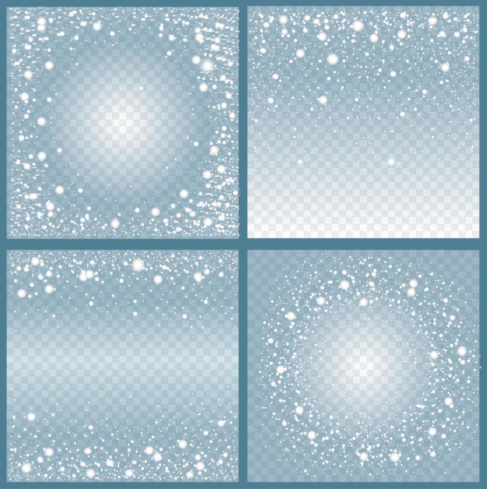 Set of Frames from Falling Snow Effect vector