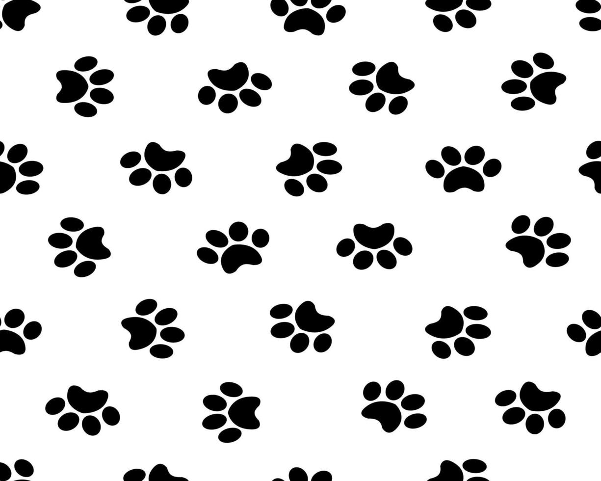 Paw print seamless. Traces of Cat Textile Pattern. Vector seamless