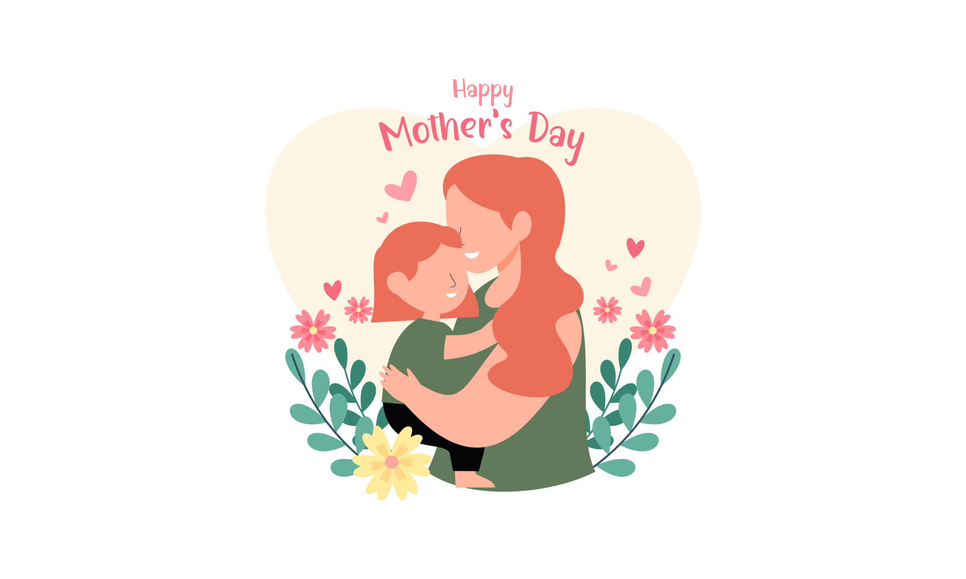Happy Mother’s Day. Happy Mother and Her Child Illustration 15637791
