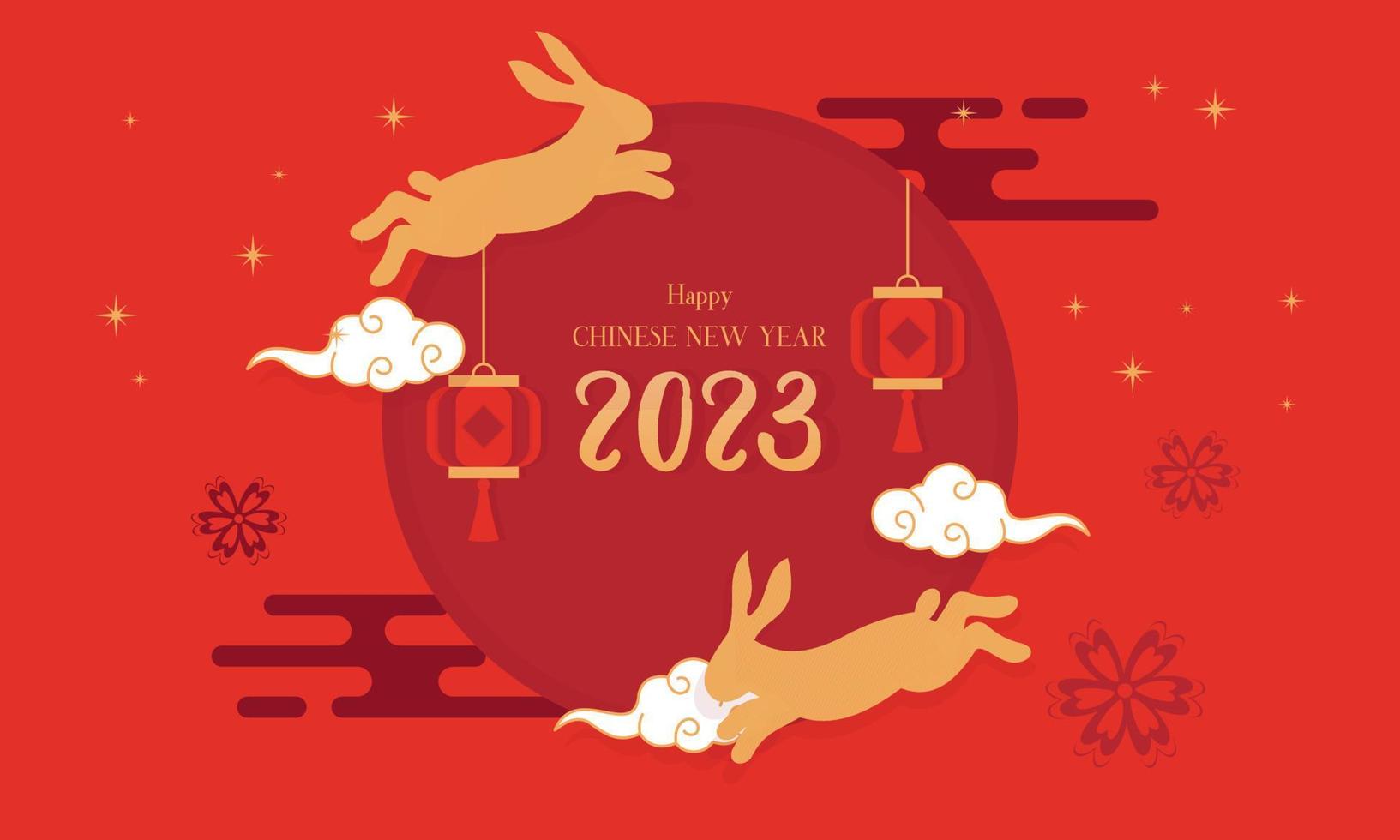 feliz año nuevo chino 2023, año del fondo lujoso del conejo vector
