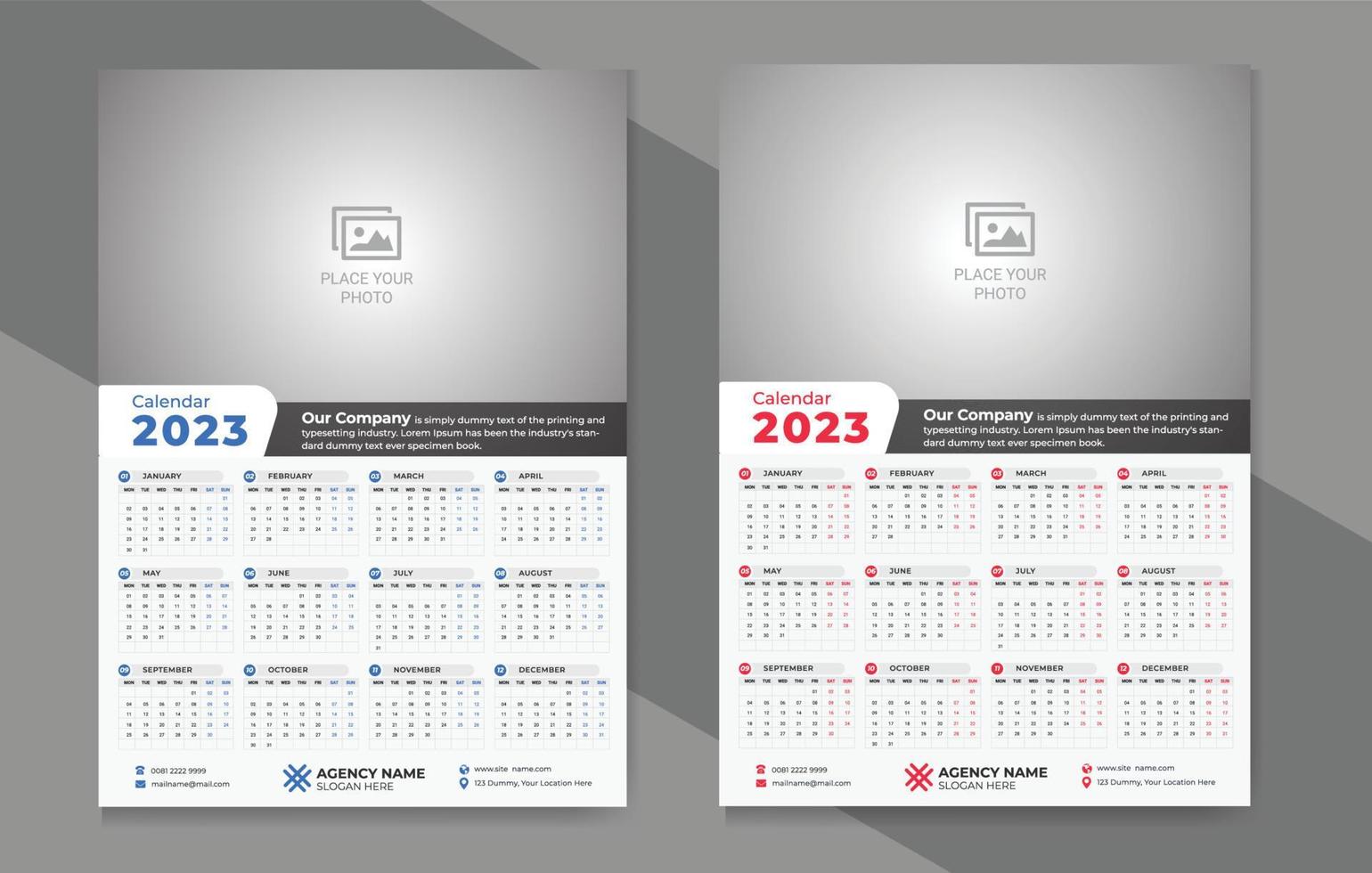 plantilla de calendario de pared 2023 vector