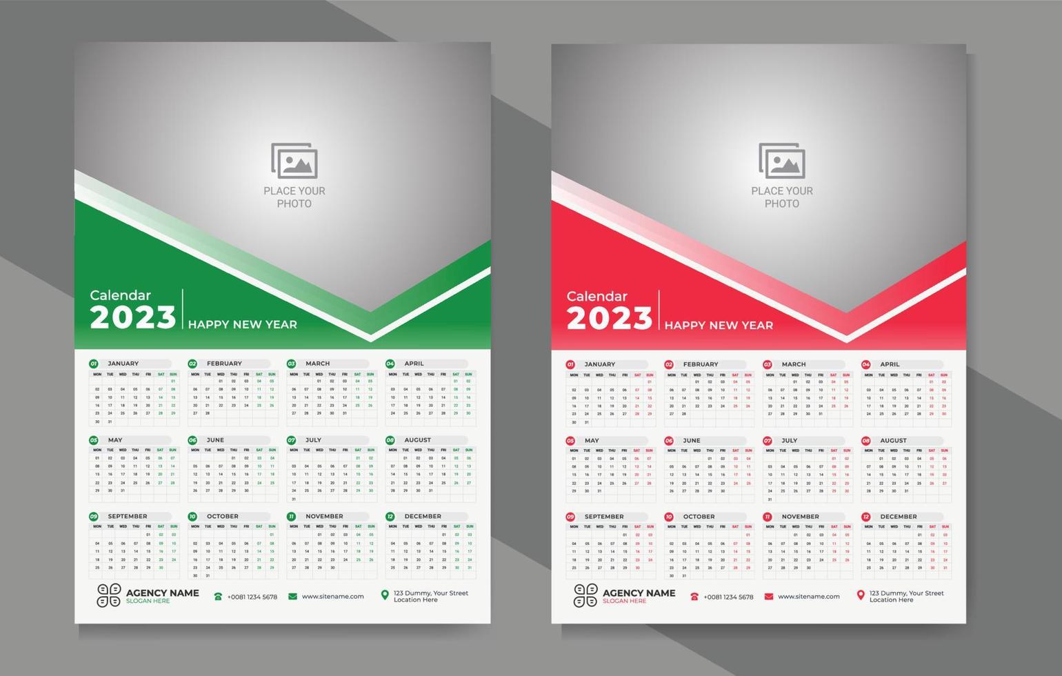 plantilla de diseño de calendario de pared de una página 2023 vector