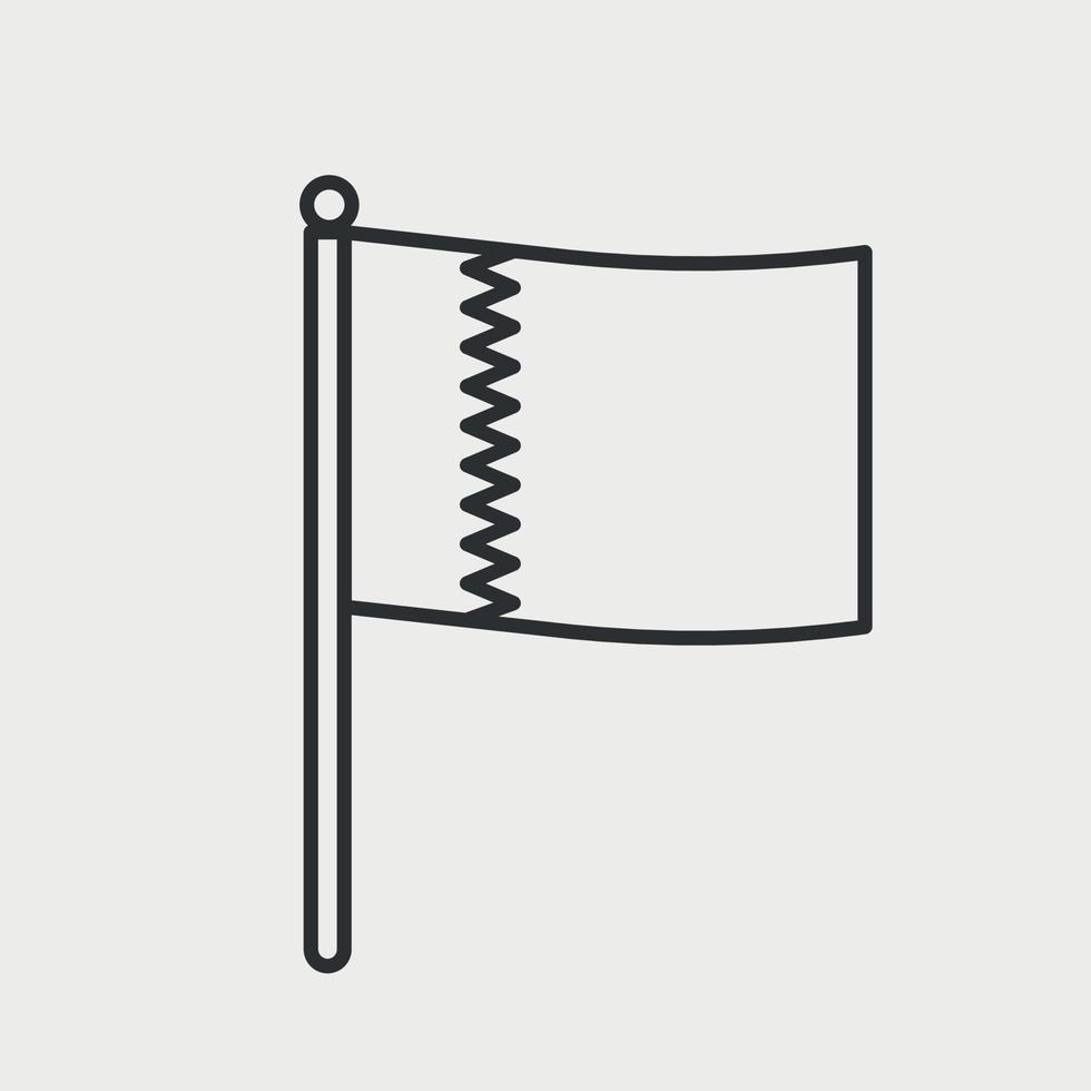 Flag Qatar on flagpole line icon. Vector illustration