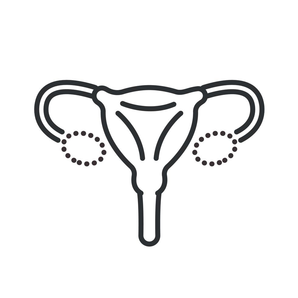 Female reproductive organ, uterus, ovaries line icon. Anatomical structure of woman. Vector illustration editable stroke