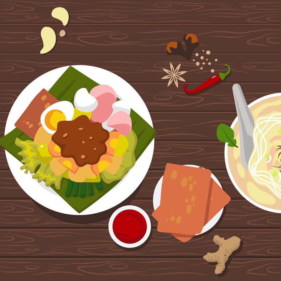 gado gado ilustración vectorial diseño plano vector