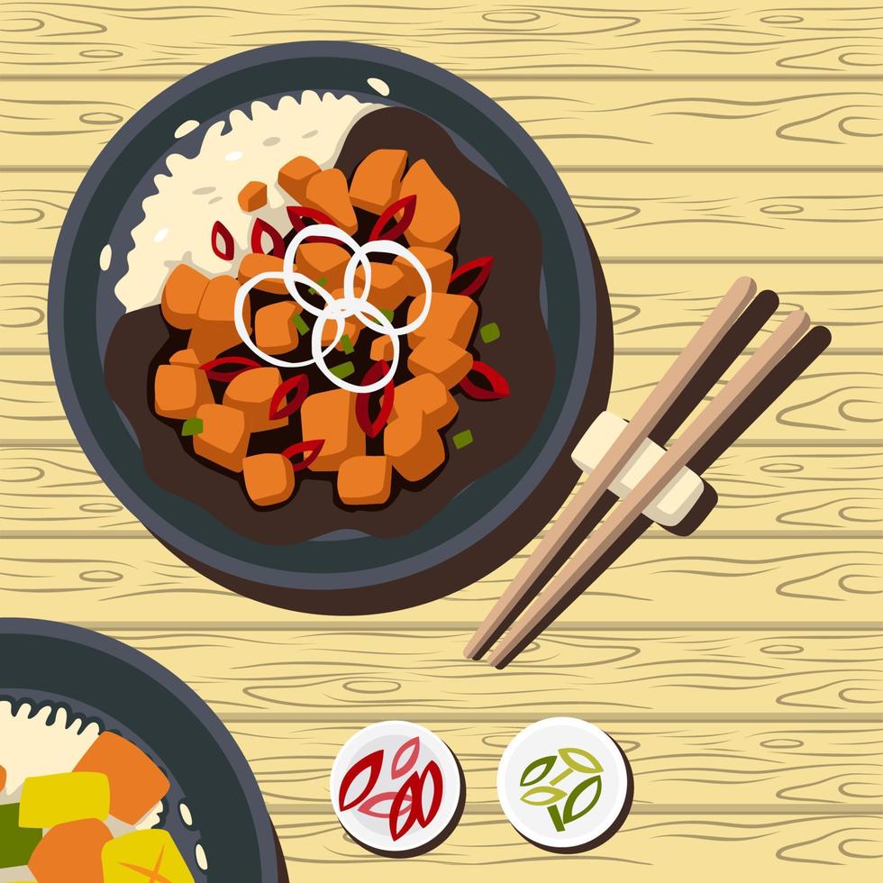 kungpao chicken flat style illustration design vector