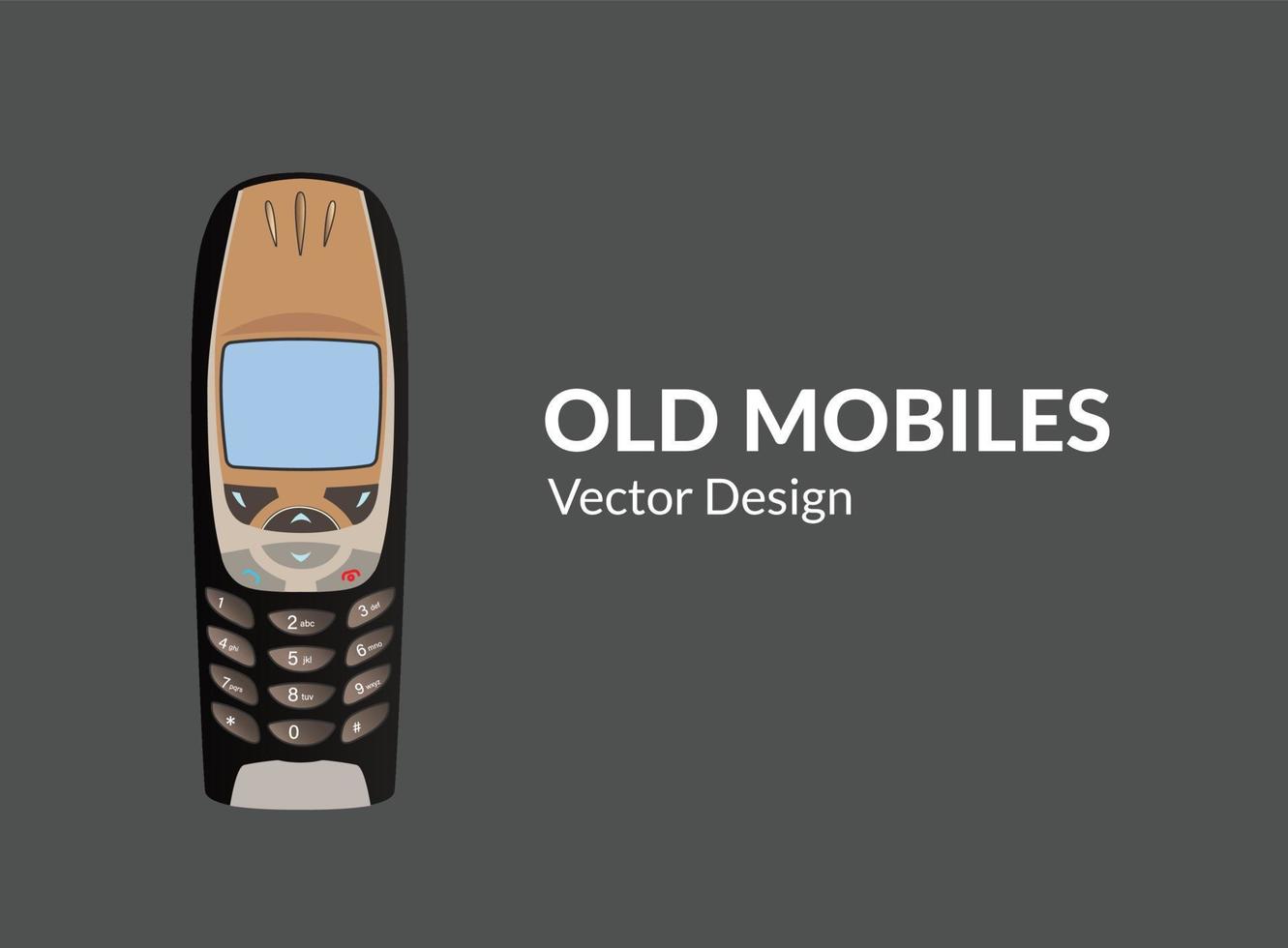 diseño de vector móvil antiguo, un teléfono celular aislado con fondo marrón