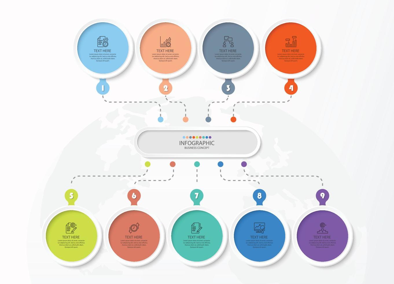 Infographic with 9 steps, process or options. vector