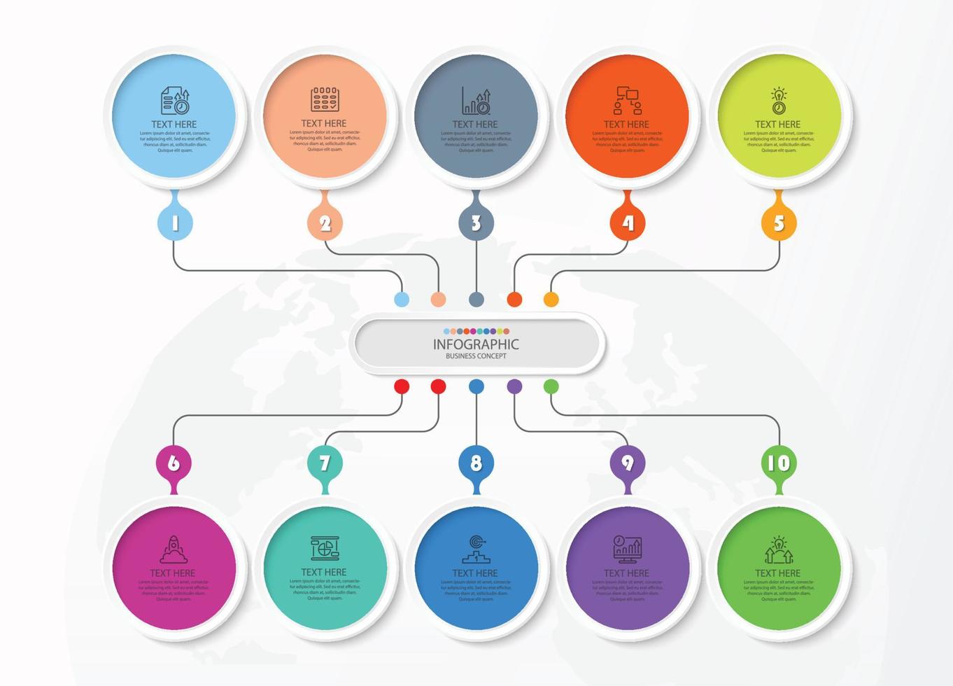 Infographic with 10 steps, process or options. vector