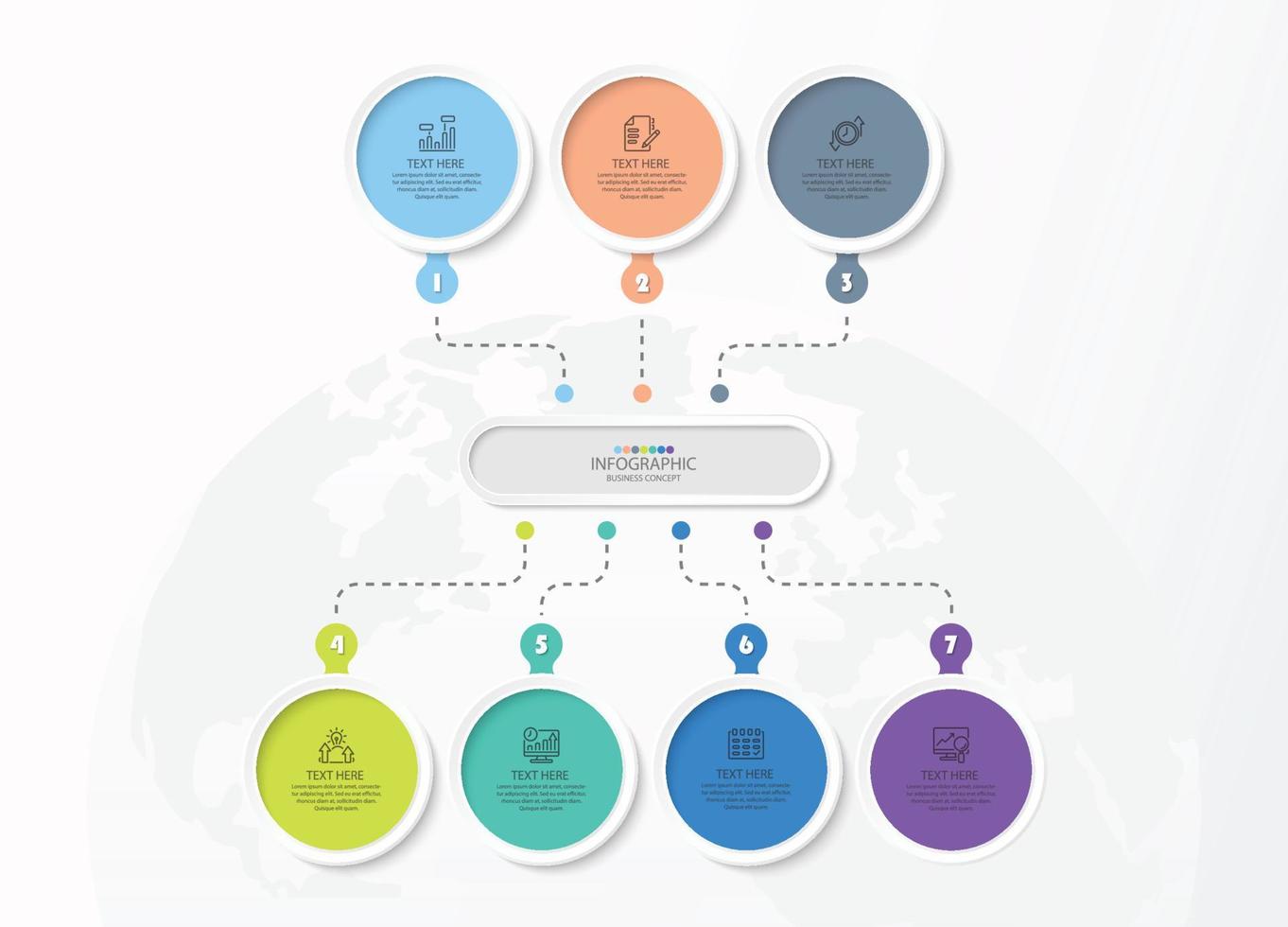 Infographic with 7 steps, process or options. vector