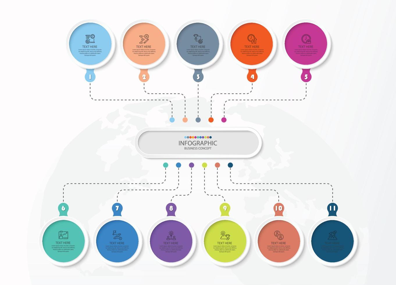 Infographic with 11 steps, process or options. vector