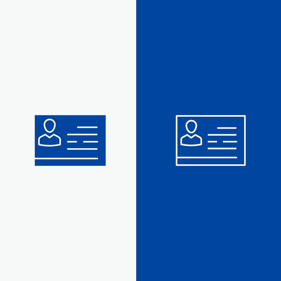 License To Work License Card Identity Card Id Line and Glyph Solid icon Blue banner Line and Glyph Solid icon Blue banner vector