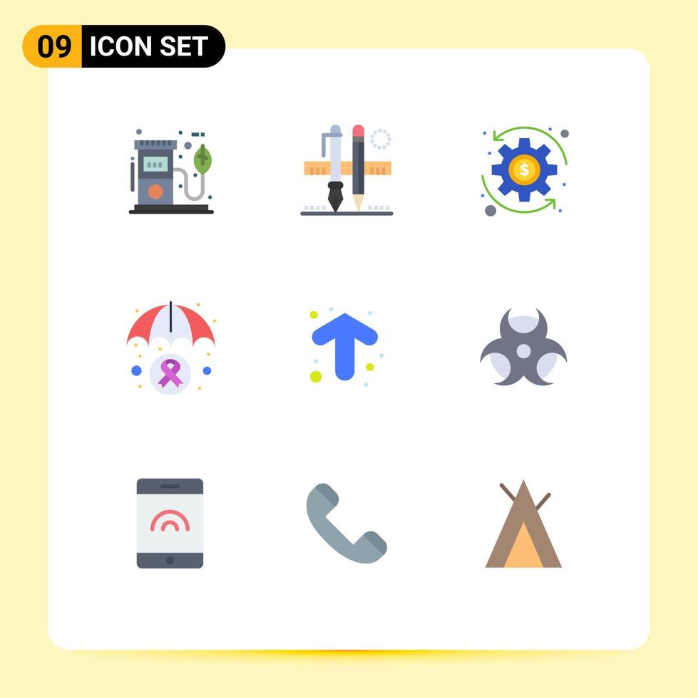 9 Thematic Vector Flat Colors and Editable Symbols of arrow medical scale insurance wealth Editable Vector Design Elements