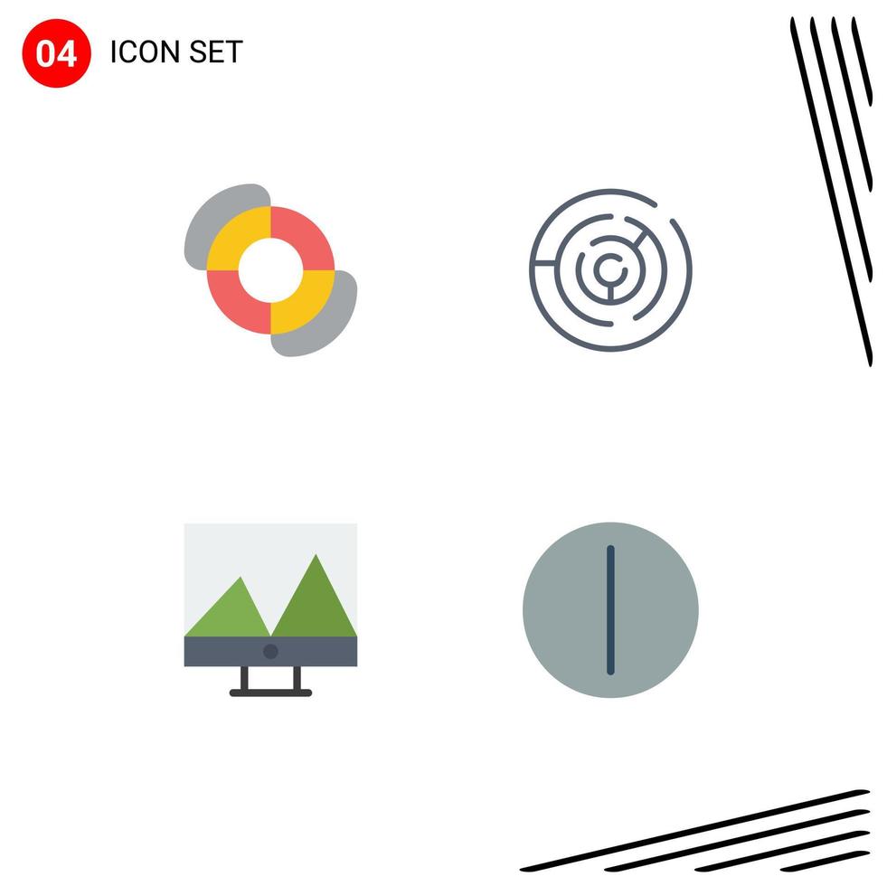 Group of 4 Modern Flat Icons Set for beach graph circle maze switch Editable Vector Design Elements