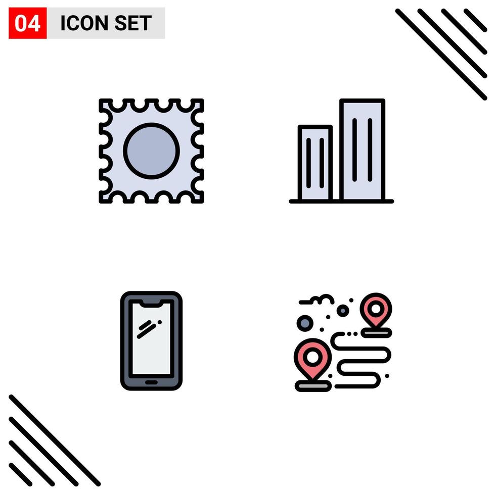 Set of 4 Modern UI Icons Symbols Signs for drug mobile buildings skyscrapers iphone Editable Vector Design Elements