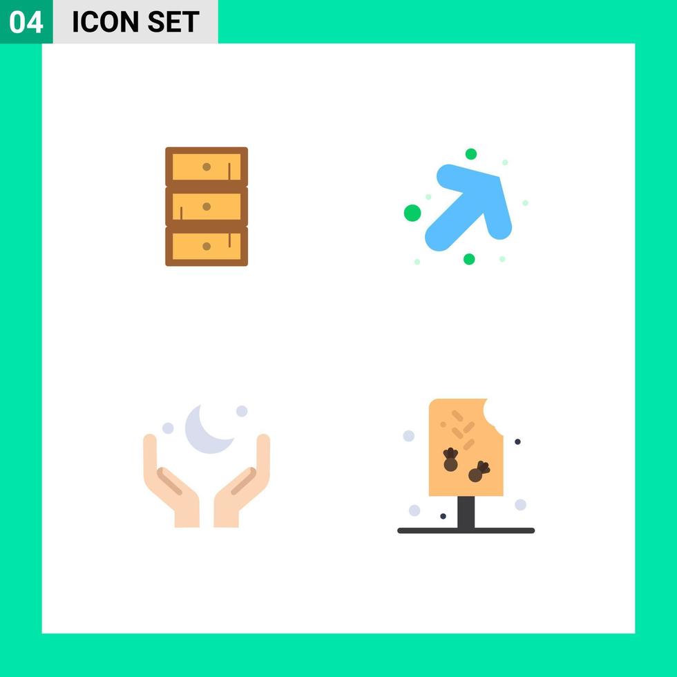 Set of 4 Commercial Flat Icons pack for safe moon cupboard right eid Editable Vector Design Elements