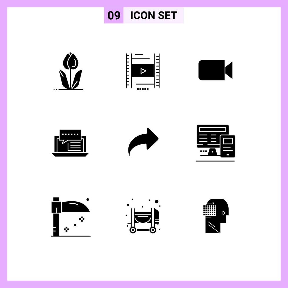 Modern Set of 9 Solid Glyphs and symbols such as online dialog education chat ui Editable Vector Design Elements