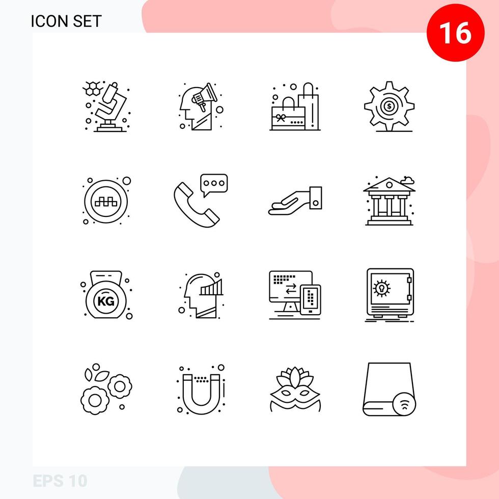 Stock Vector Icon Pack of 16 Line Signs and Symbols for taxi service plain public money Editable Vector Design Elements