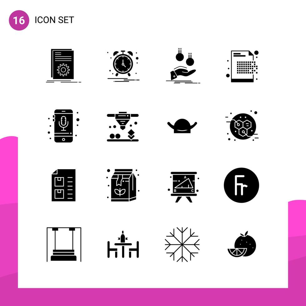 Glyph Icon set Pack of 16 Solid Icons isolated on White Background for responsive Website Design Print and Mobile Applications vector