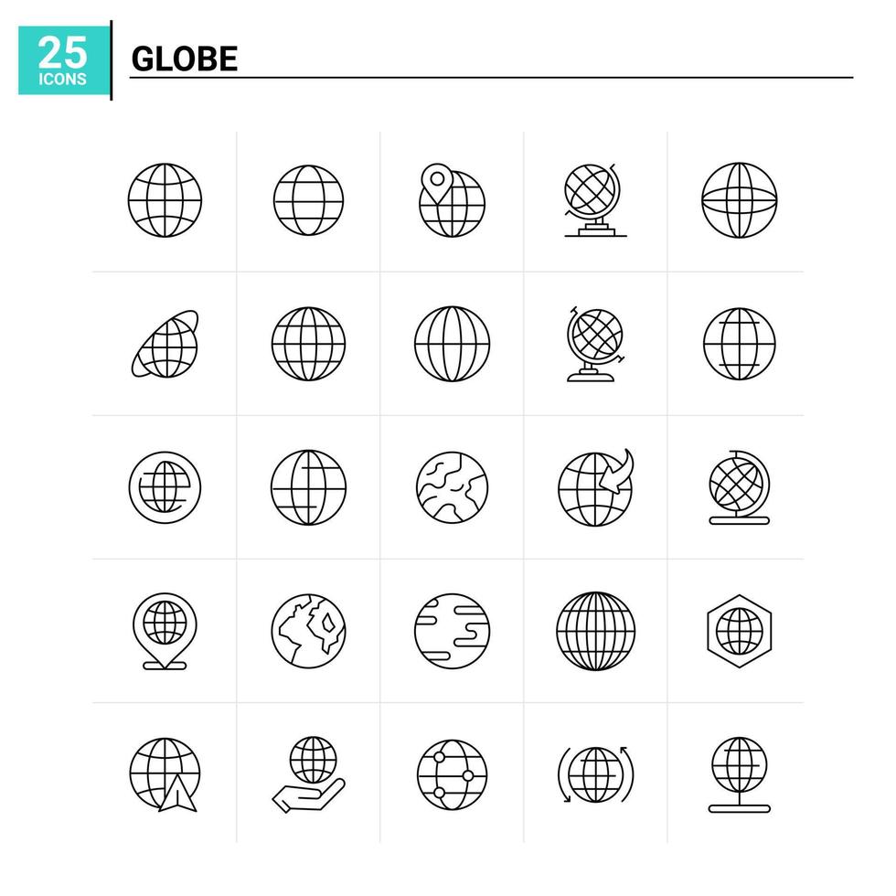 25 Globe icon set vector background