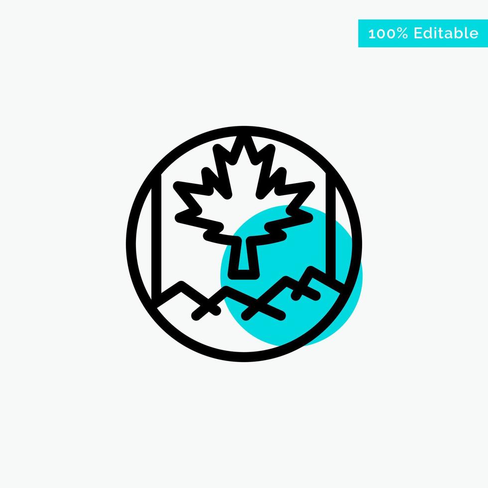 Canada Leaf Flag turquoise highlight circle point Vector icon