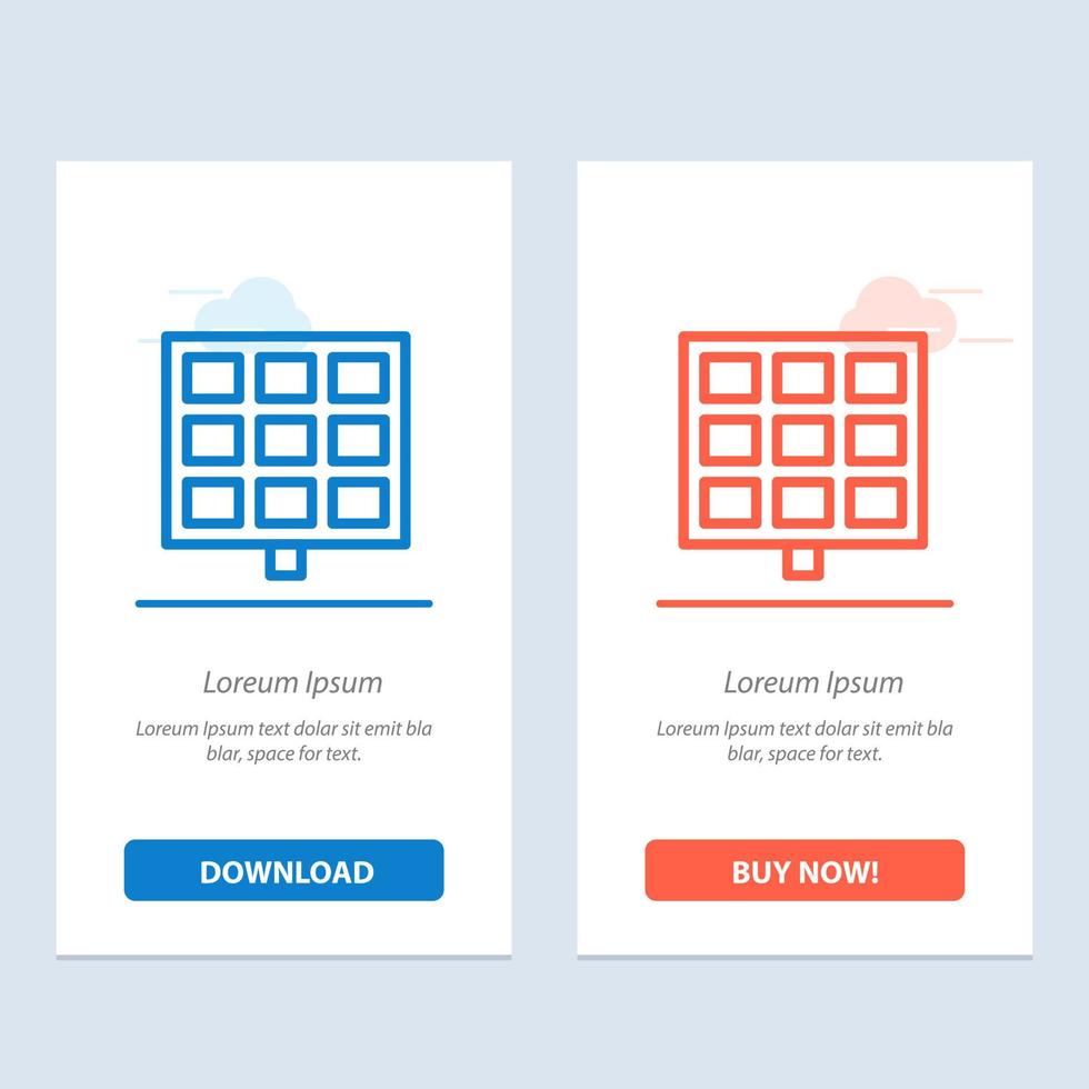 Panel Solar Construction  Blue and Red Download and Buy Now web Widget Card Template vector