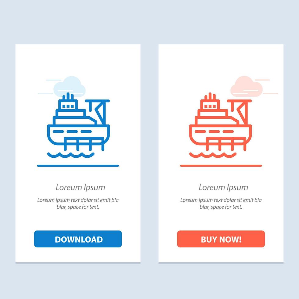 Ship Boat Cargo Construction  Blue and Red Download and Buy Now web Widget Card Template vector