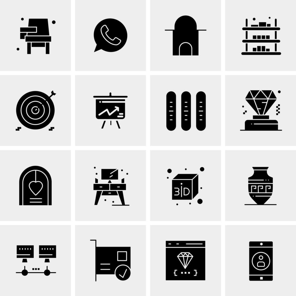 16 iconos de negocios universales vector ilustración de icono creativo para usar en proyectos relacionados con la web y dispositivos móviles