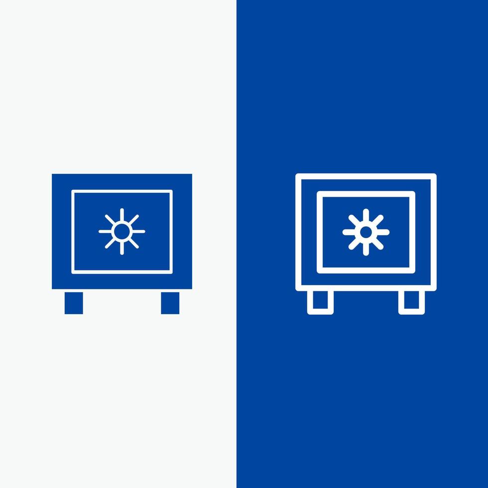 Locker Lock Global Logistic Line and Glyph Solid icon Blue banner Line and Glyph Solid icon Blue banner vector