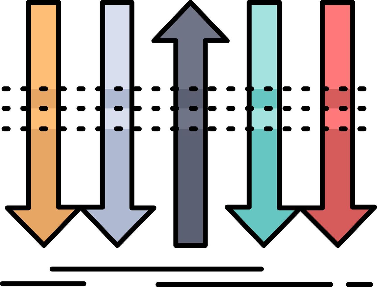 Arrow business distinction forward individuality Flat Color Icon Vector