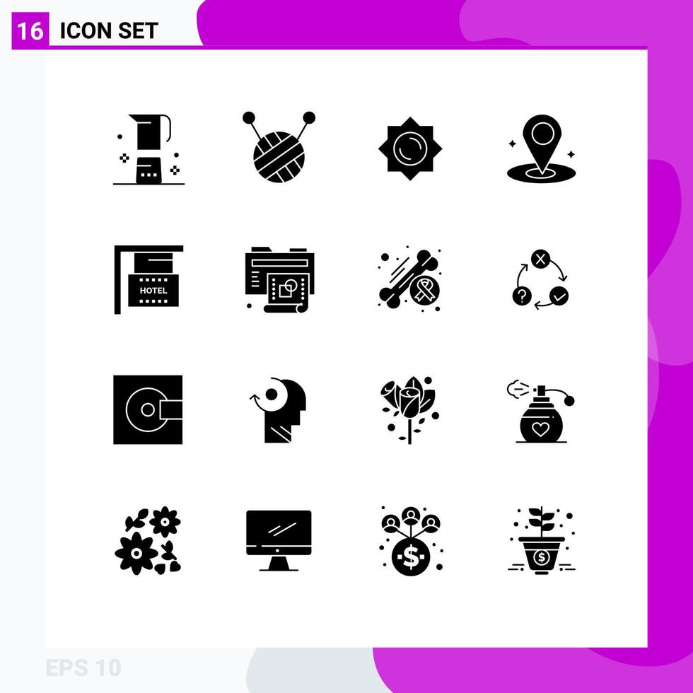 16 Creative Icons Modern Signs and Symbols of process hotel greece holiday board Editable Vector Design Elements