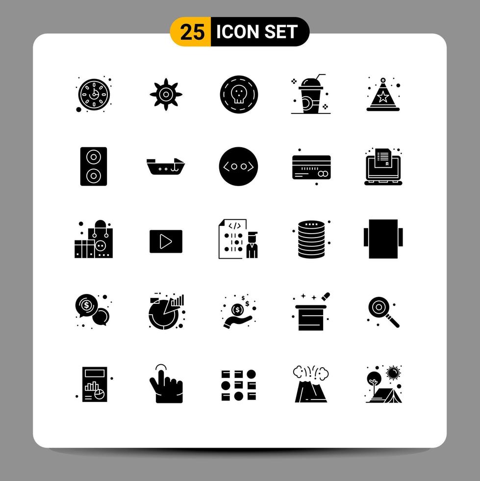 25 Creative Icons Modern Signs and Symbols of speakers hat money celebration milkshake Editable Vector Design Elements