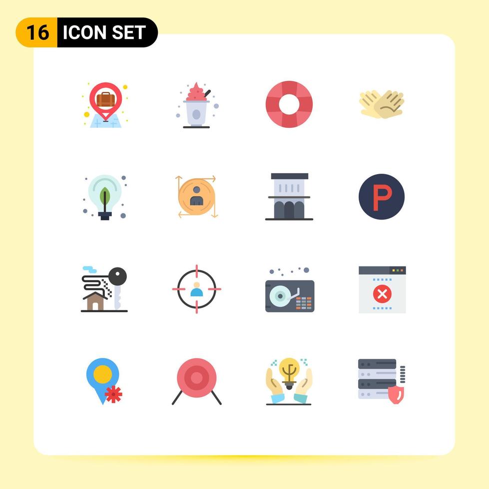 conjunto de pictogramas de 16 colores planos simples de relaciones de ayuda de energía de poder ayuda paquete editable de elementos creativos de diseño de vectores
