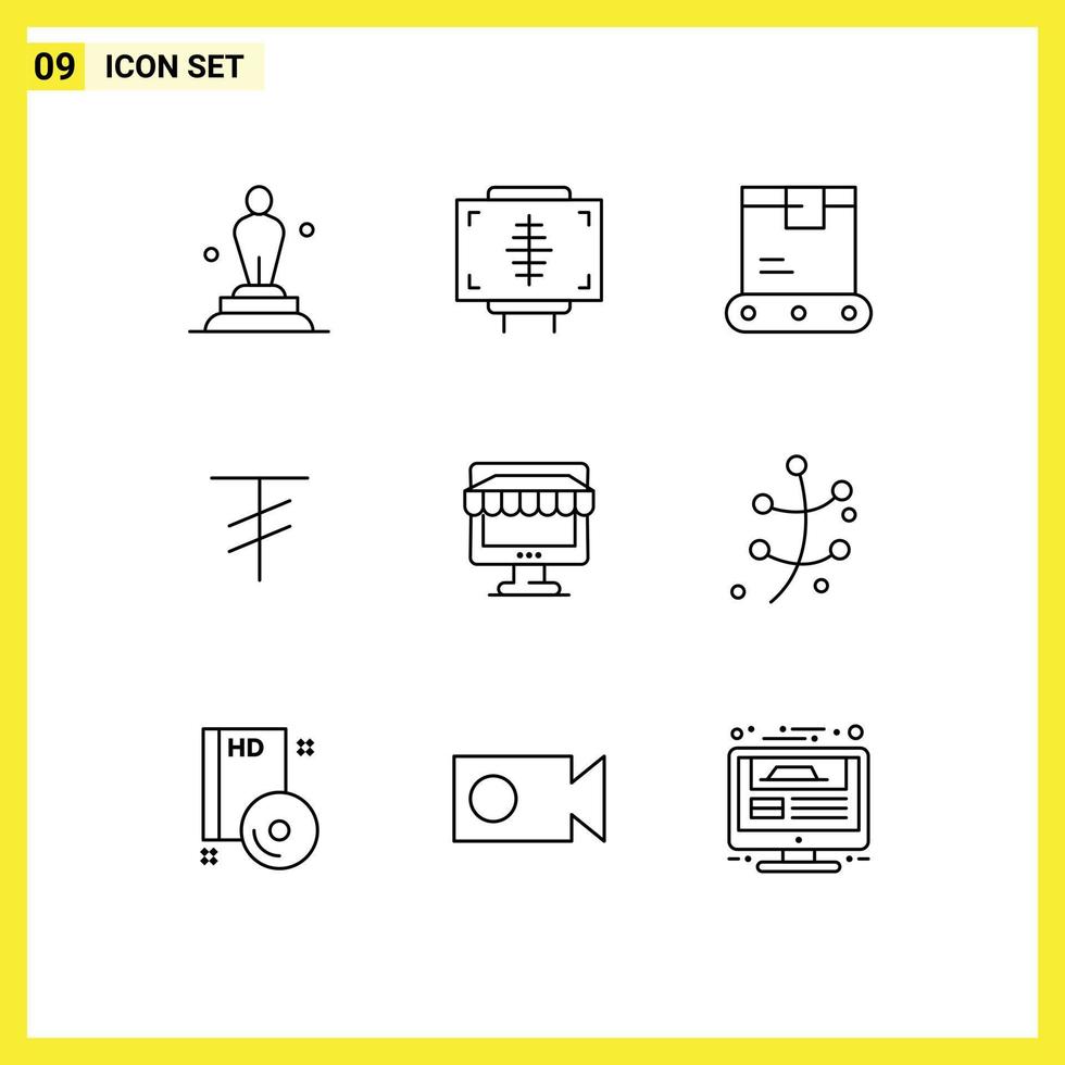 Mobile Interface Outline Set of 9 Pictograms of ecommerce currency health tugrik logistics Editable Vector Design Elements