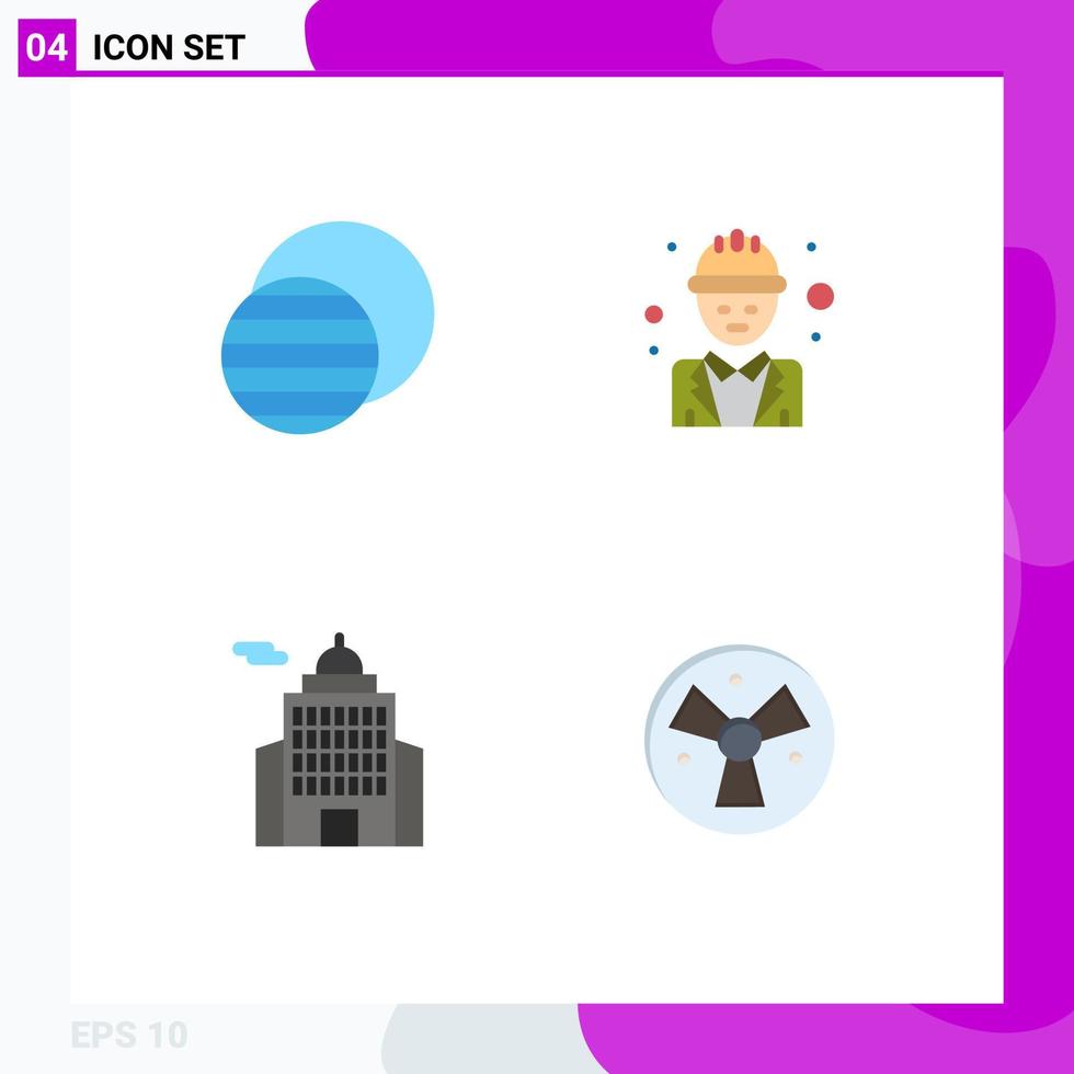 Modern Set of 4 Flat Icons and symbols such as eclipse administration sun labor government Editable Vector Design Elements