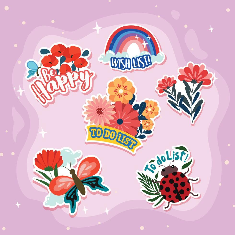 Spring Journal Template Sticker vector