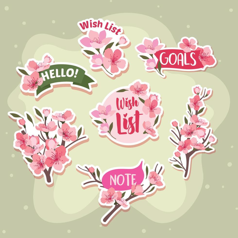 Journal Template Peach Blossom Sticker vector