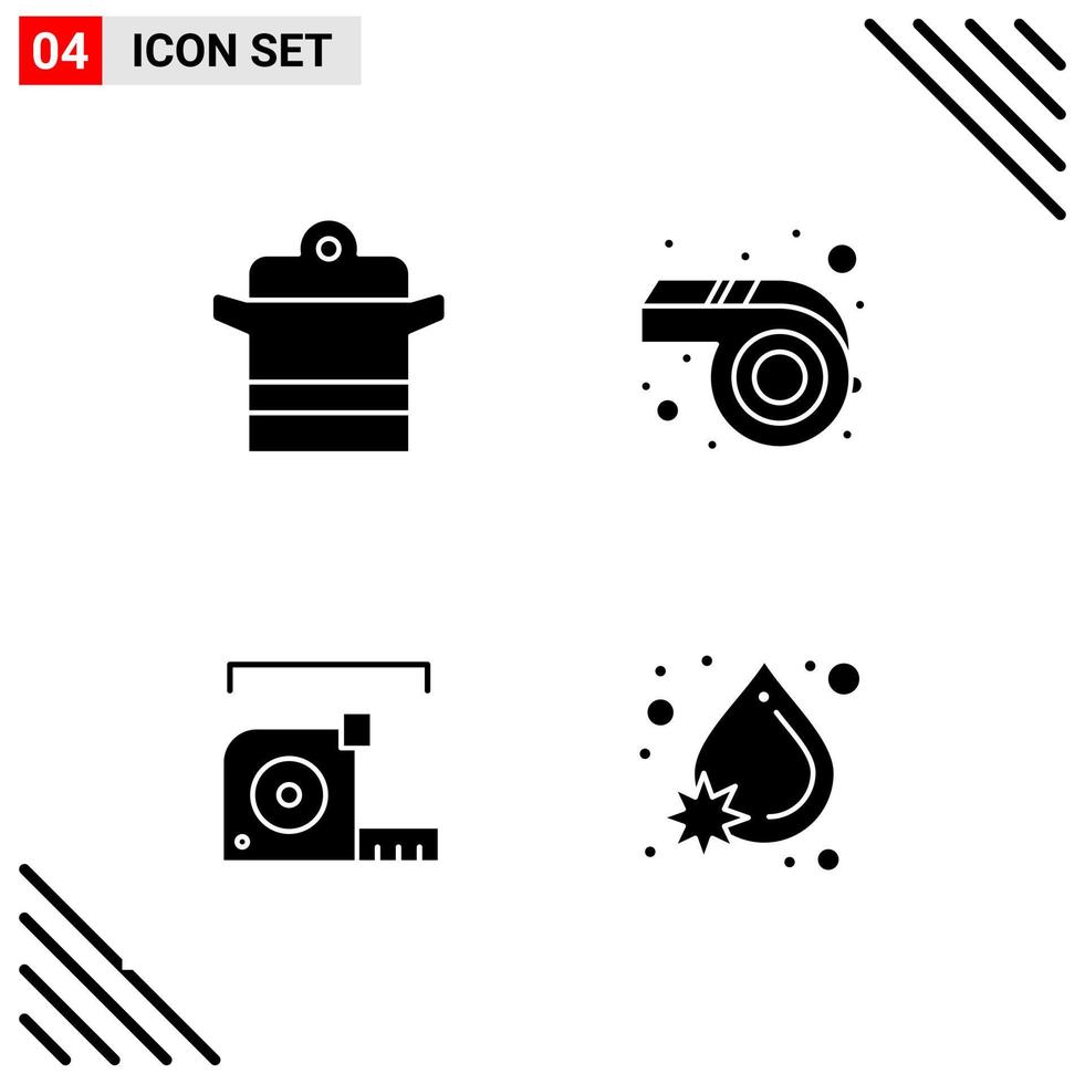 Pixle Perfect Set of 4 Solid Icons Glyph Icon Set for Webite Designing and Mobile Applications Interface Creative Black Icon vector background