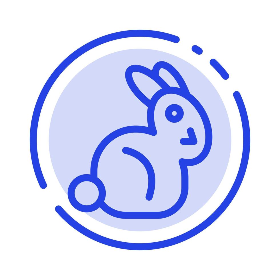 Bunny Easter Rabbit Blue Dotted Line Line Icon vector