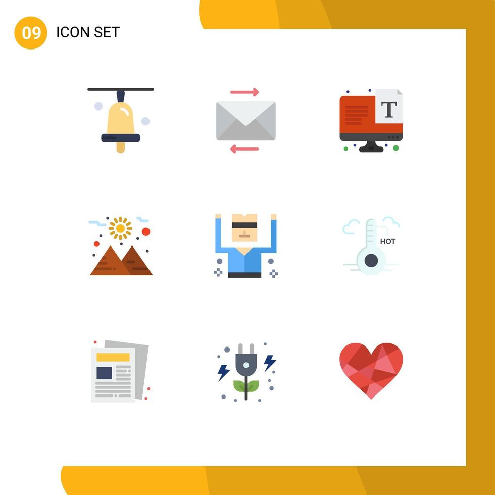 Set of 9 Modern UI Icons Symbols Signs for temperature prisoner typography criminal sun Editable Vector Design Elements