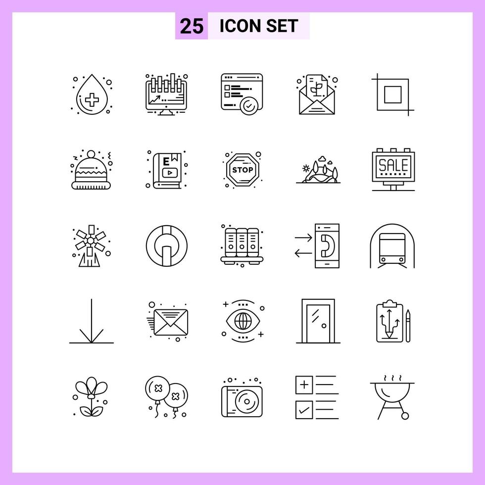 25 Icons in Line Style Outline Symbols on White Background Creative Vector Signs for Web mobile and Print Creative Black Icon vector background