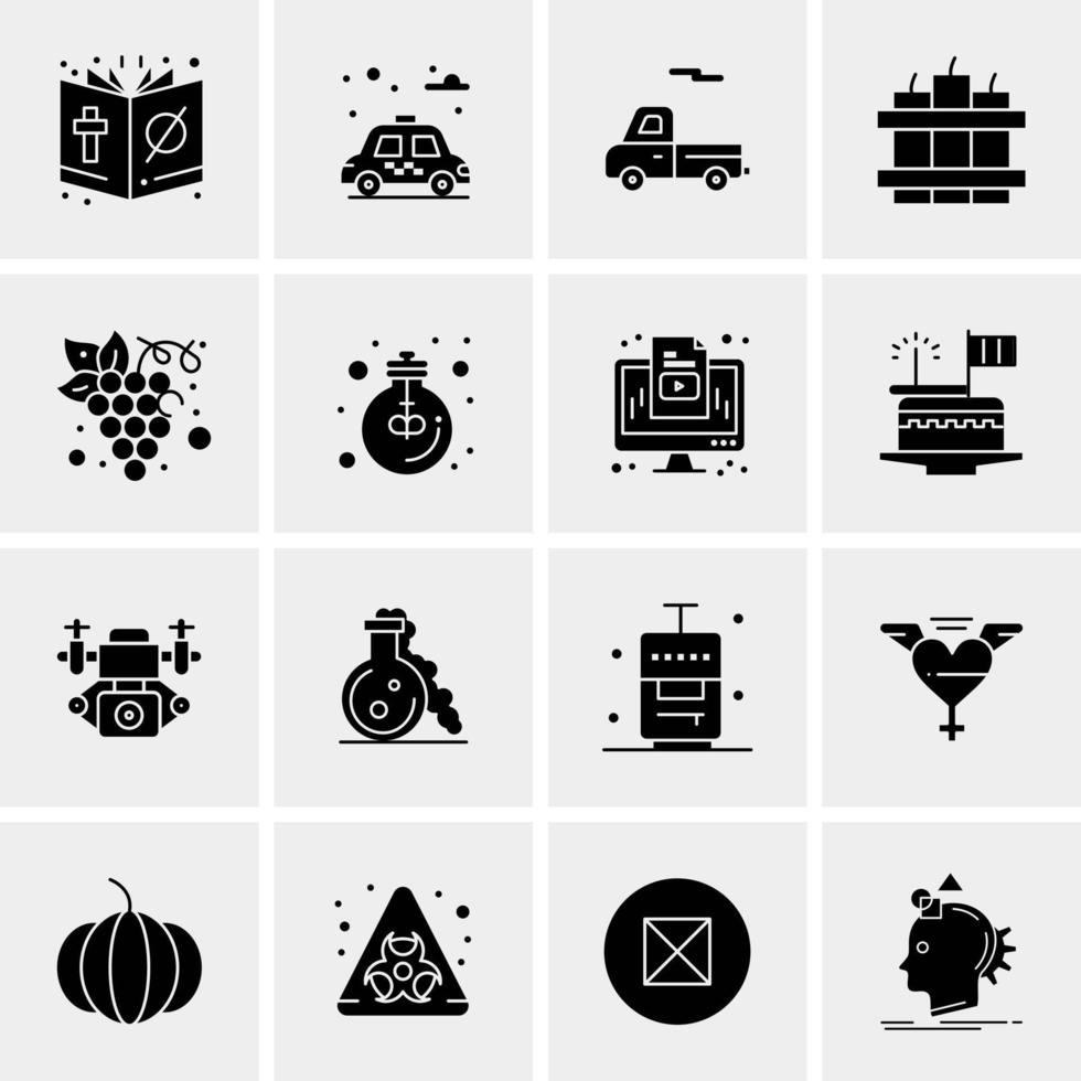 16 iconos de negocios universales vector ilustración de icono creativo para usar en proyectos relacionados con la web y dispositivos móviles