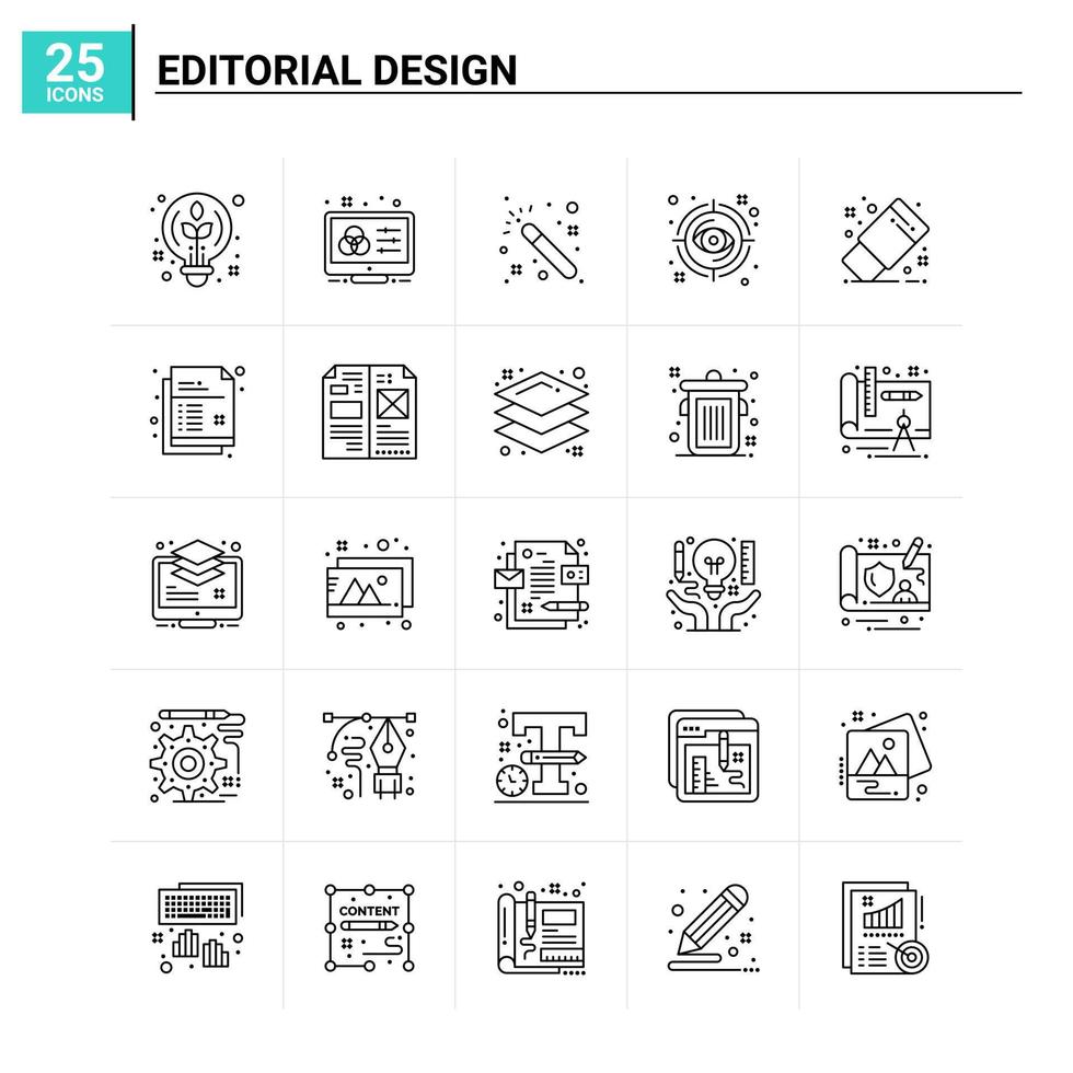 25 Editorial Design icon set vector background