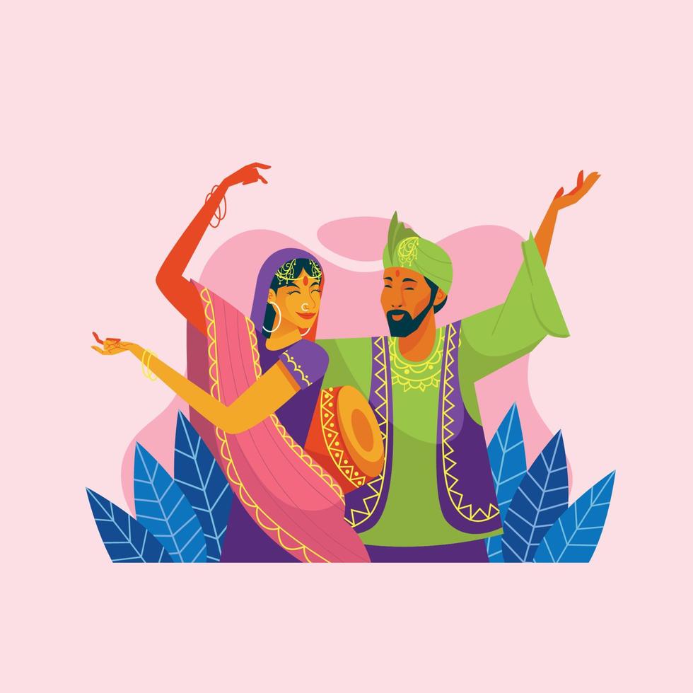 Happy Lohri Concept with Dancing Couple vector