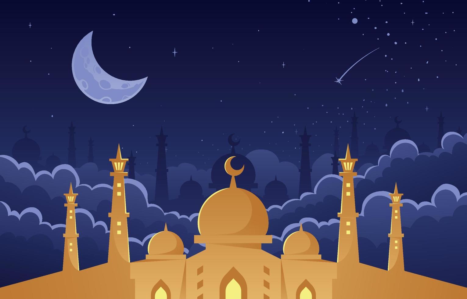 Concept of Mosque at Night vector