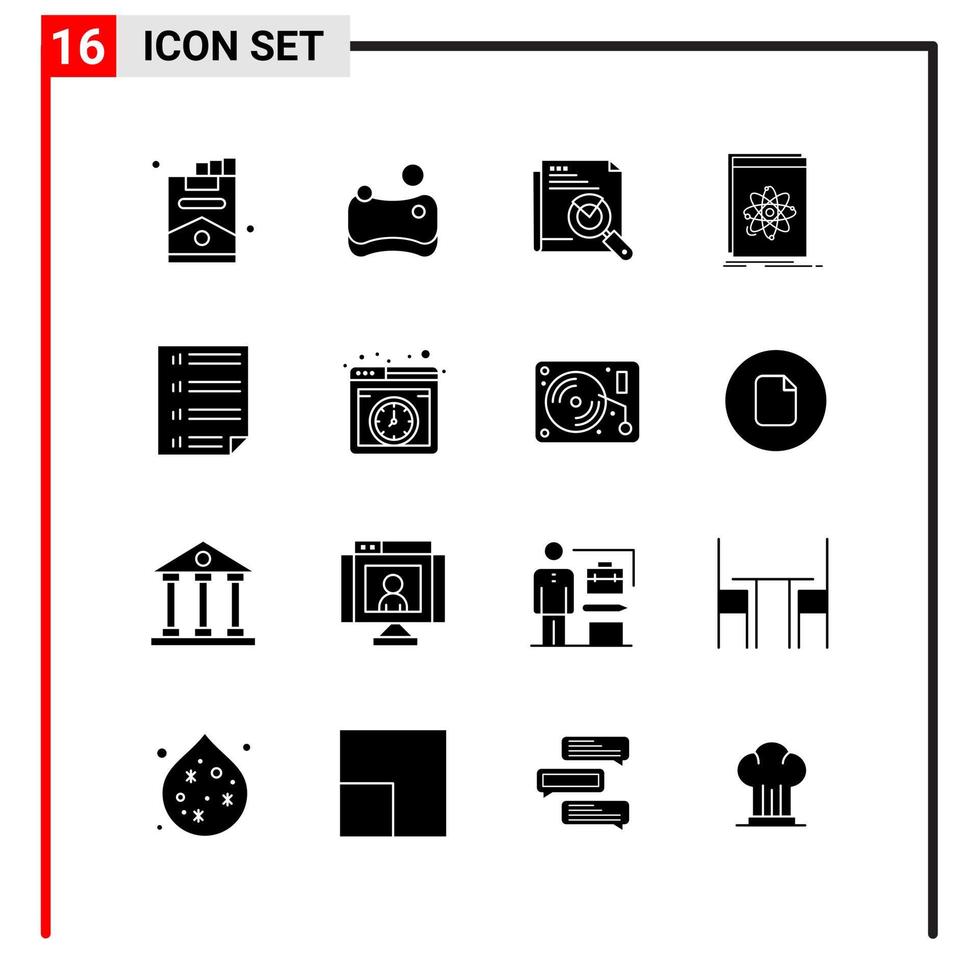 16 General Icons for website design print and mobile apps 16 Glyph Symbols Signs Isolated on White Background 16 Icon Pack vector