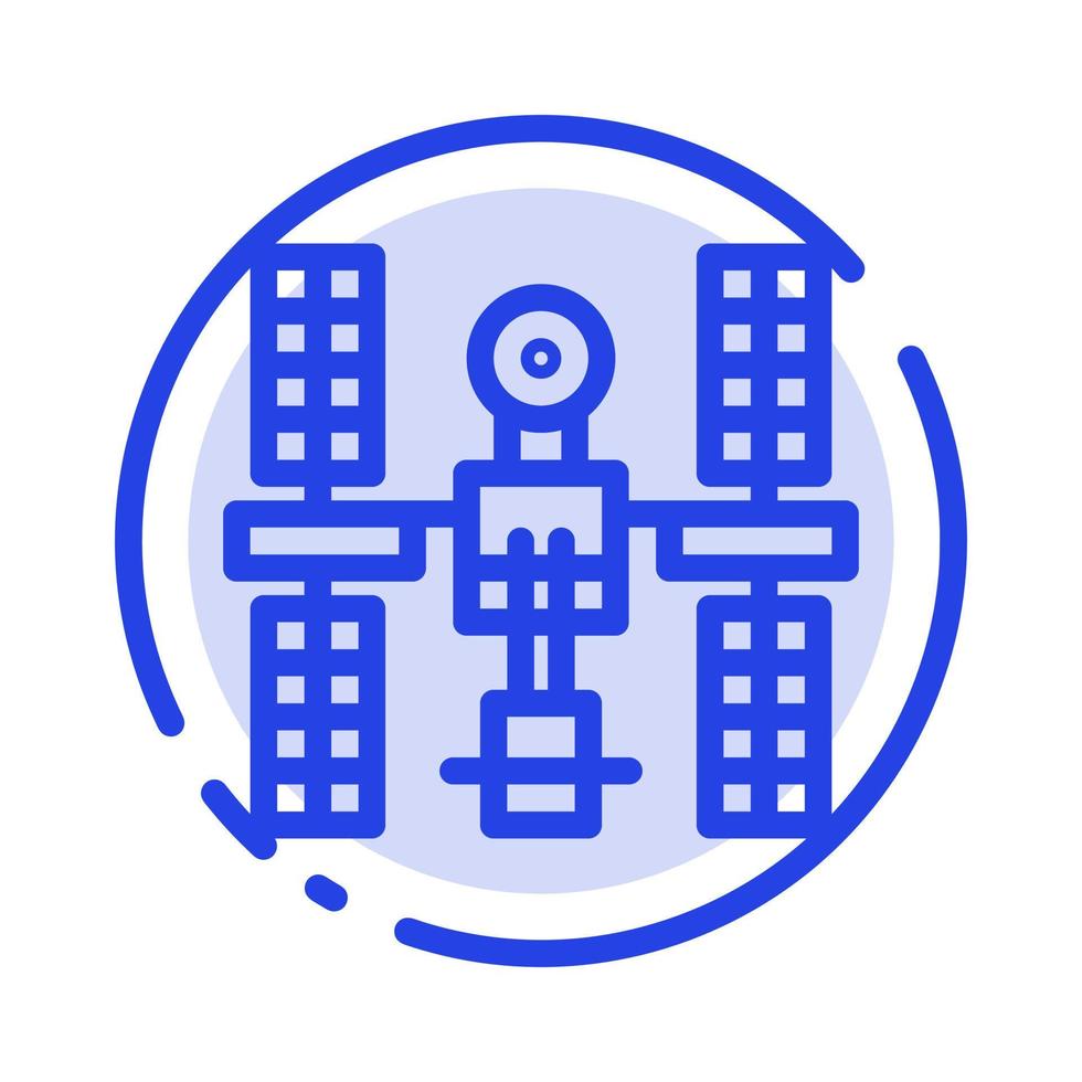 Complex Orbital Platform Satellite Space Blue Dotted Line Line Icon vector